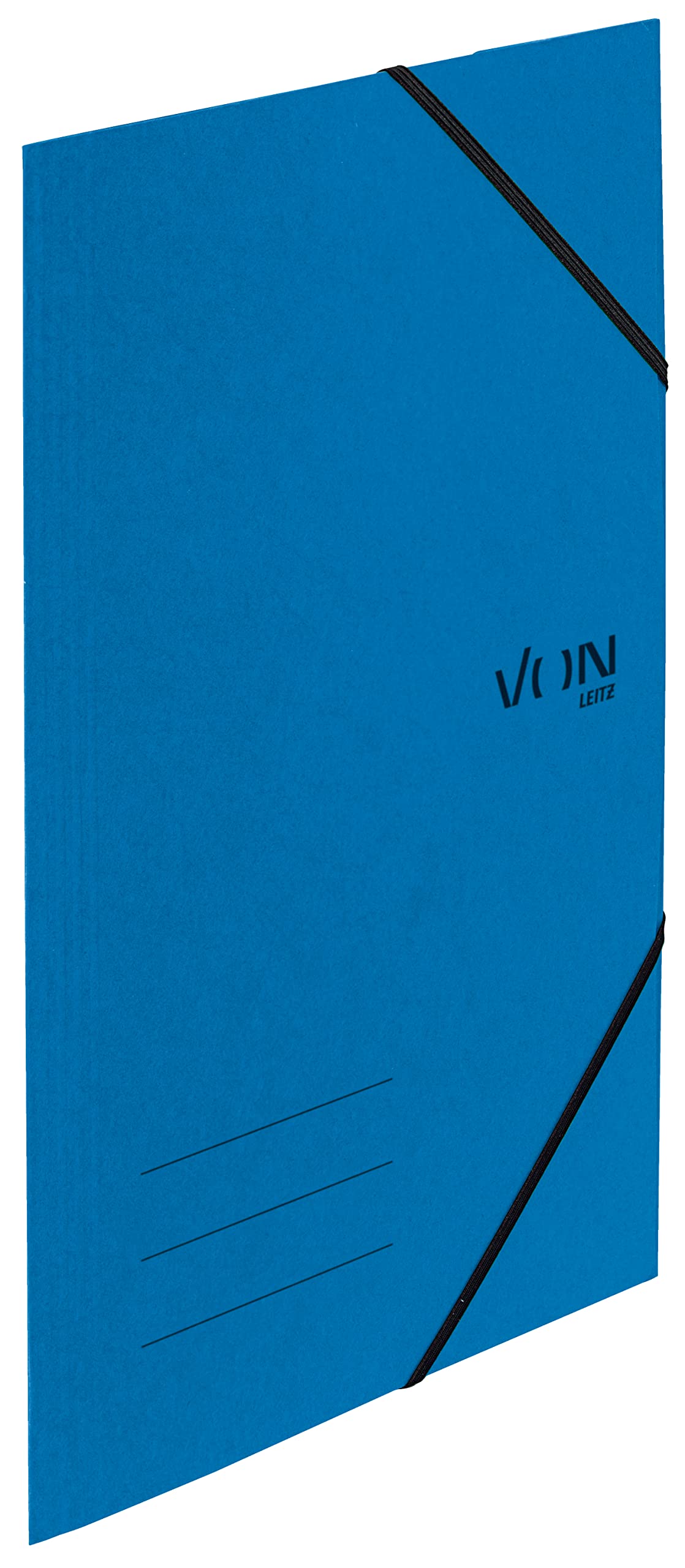 Von Leitz 30080035 Pack of 5 A4 Folder Recycled Cardboard for 150 Sheets 3 Flaps Elastic Band Modern Von Print Lightweight Folder for School and Home Blue