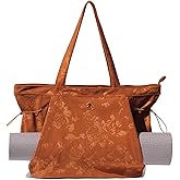 ESVAN Corduroy Yoga Tote Bag Gifts for Women Drawstring Yoga Mat Bag for Office Workout Travel Carryall Pilates Gym