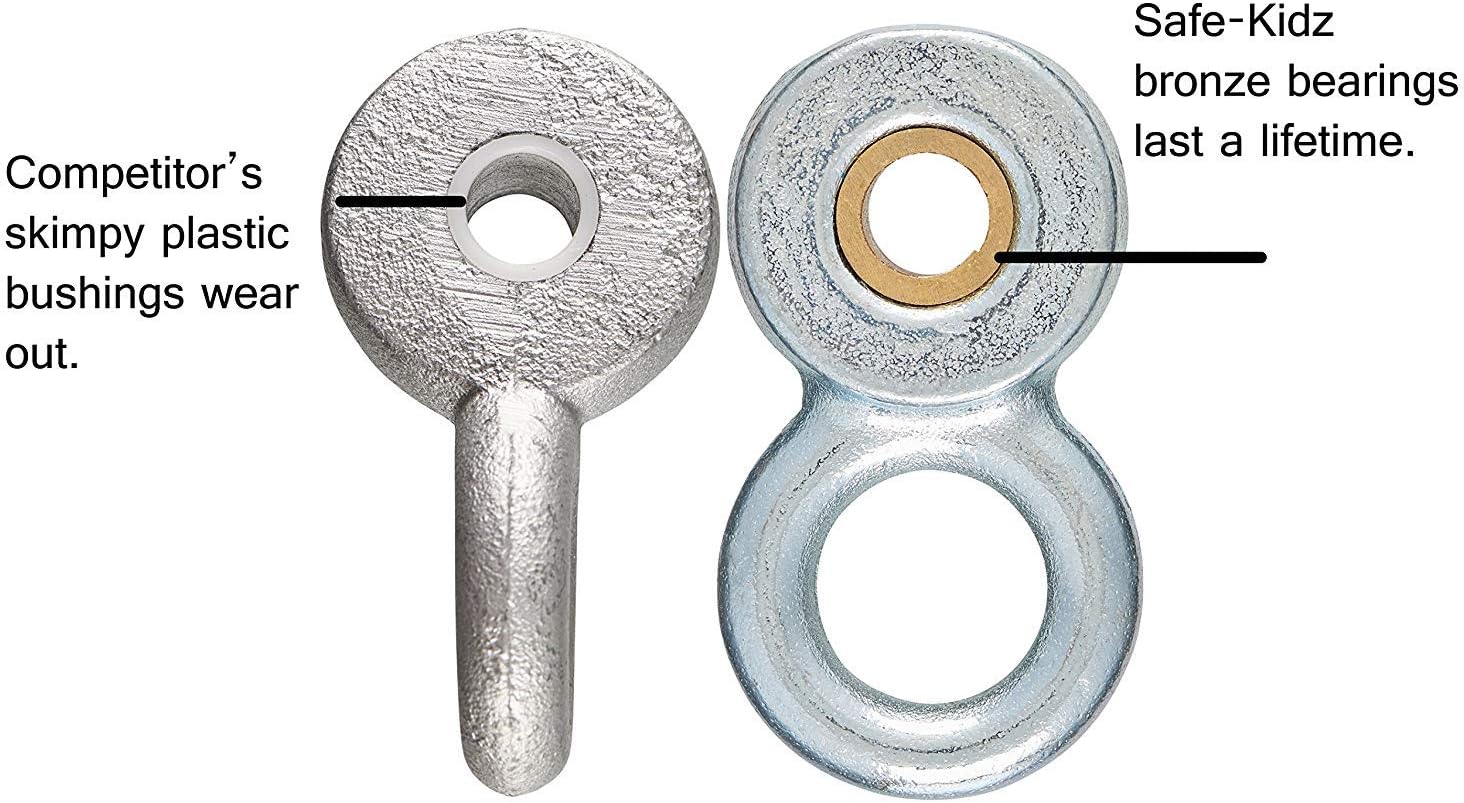 Safe-Kidz Heavy Duty Swing Hangers :: Set of 4 Playset Hangers for Wooden Swing Sets :: Complete Kit Includes Mounting Hardware, Snap Hooks & Properly Sized Drill Bit for EZ Installation: Toys & Games