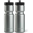 50 Strong Sports Water Bottles – Reusable 22 oz BPA-Free Plastic Bottles with Pull Top Cap – Made in USA – Top Rack Dishwasher Safe – Fits Most Bike Cages Brand