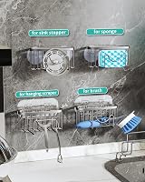 HapiRm Multifunctional Sink Caddy Brushed Nickel M-shaped, 2 Install Modes view 2