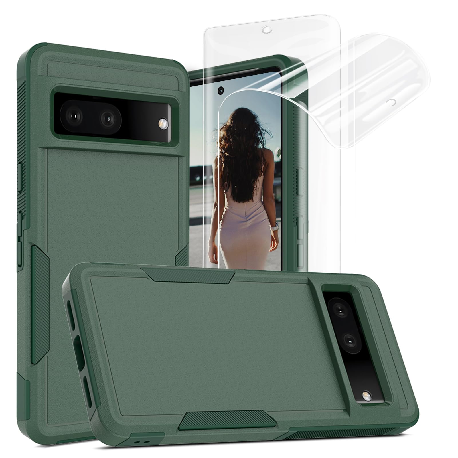 Jeylly Compatible with Google Pixel 7 Pro Case, Pixel 7 Pro Phone Case Heavy Duty Shockproof Anti Scratch Hard PC+Soft Silicone Slim Protective Women Men Cover for Google Pixel 7 Pro 6.7 inch, Green — image 1