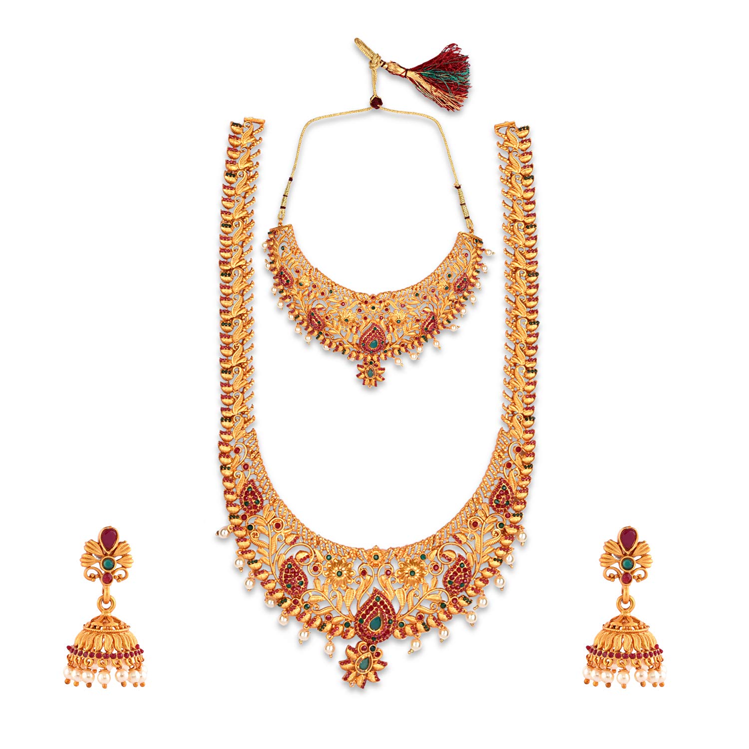 Buy Mirraw Gold Plated Designer Necklaces And Mangtikaa With Earrings Jewellery For Womens