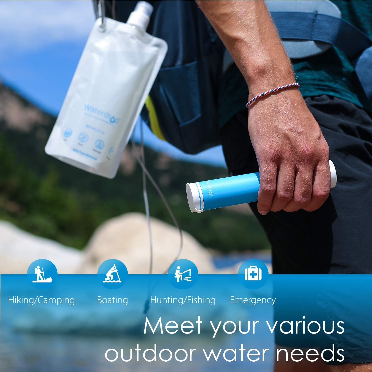 Waterdrop Water Filter Straw, Portable Camping Filtration System, Drinking Water Purifier for Emergency Hiking Travel Backpacking, Pack of 3 : Sports & Outdoors