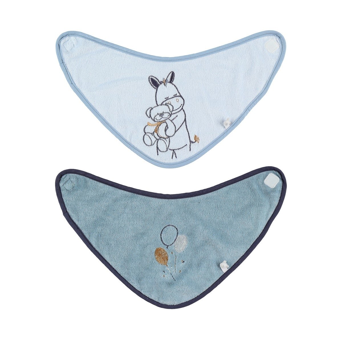 Noukies bb1739.20 Achille and Zebrito Bandana Bib – Blue