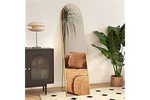 Sweetcrispy 59"x16" Arched Full Length Mirror, Standing or Leaning Full Body Mirror with Aluminum Alloy Thin Frame, Suitable 