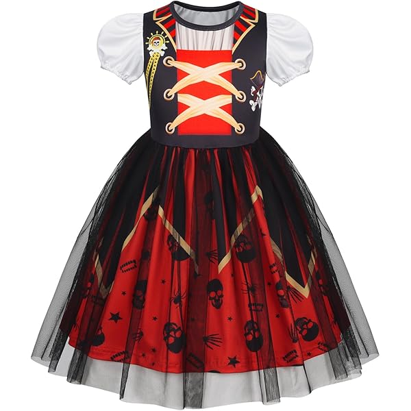 Amazon.com: Tempura Little Girl Halloween Costume Pirate Dress Long Sleeve  Lace Midi Dress+Cosplay Party Club Vest+Waist Belt+Headwear (Red,  10-12Years) : Clothing, Shoes & Jewelry