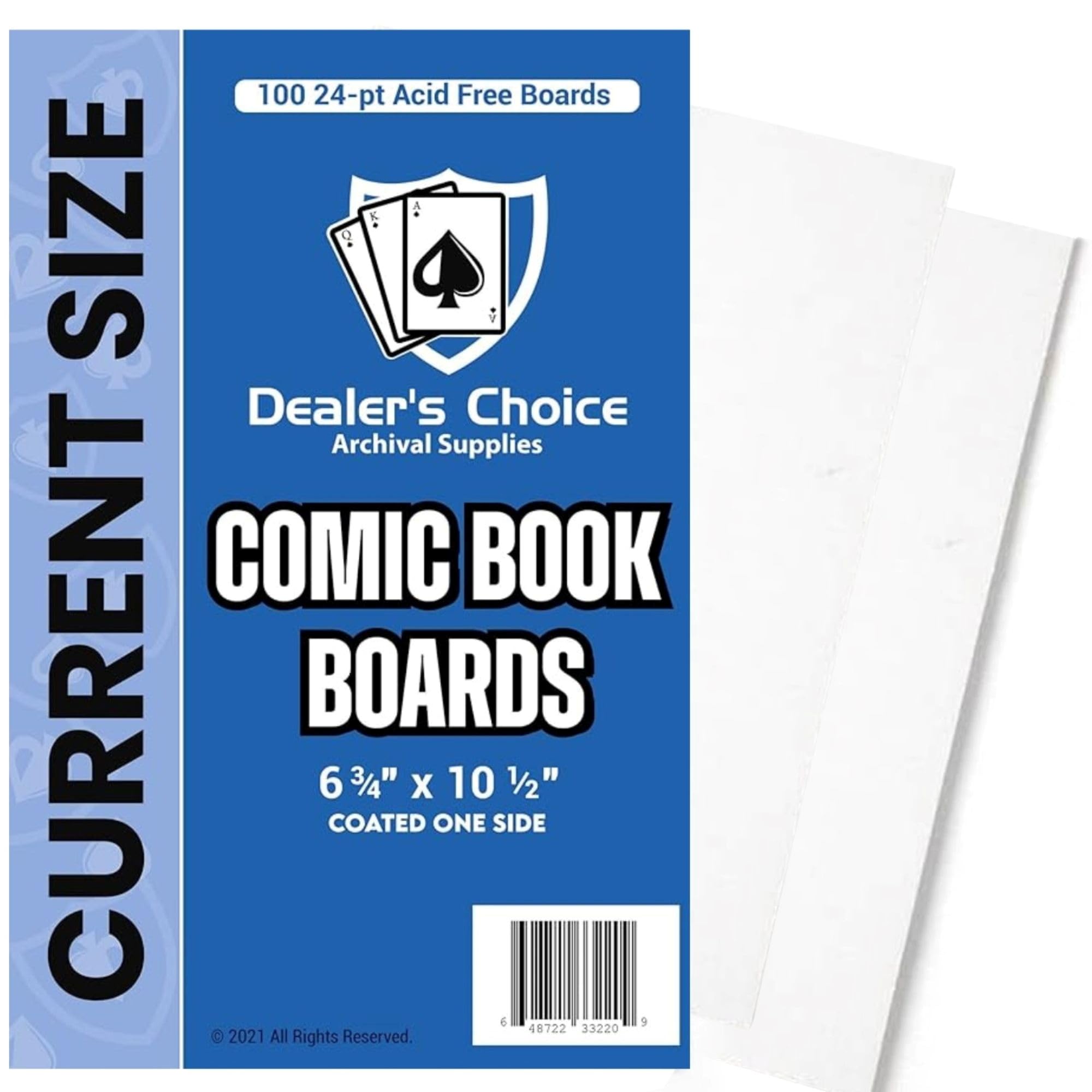 Photo 1 of Gemini Comic Book Boards | 24-pt Acid-Free, Coated One Side, Buffered with 3% Calcium Carbonate, 100 Comic Backing Boards, Precision Cut – Current Size (6 3/4" x 10 1/2")