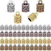 PH PandaHall 120pcs 4 Colors Cord End Caps Jewellery End Caps Tassel Cap Leather Bracelet Making Kit Alloy Chain Ends for Jewellery Making Kumihimo Supplies, Inner Diameter: 5.5mm