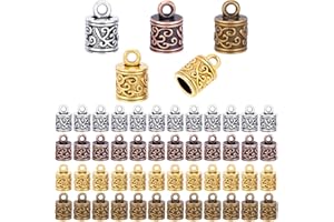 PH PandaHall 120pcs 4 Colors Cord End Caps Jewellery End Caps Tassel Cap Leather Bracelet Making Kit Alloy Chain Ends for Jewellery Making Kumihimo Supplies, Inner Diameter: 5.5mm