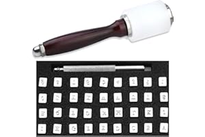 TLKKUE 38PCS Leather Stamping Tools, Leather Craft Stamping Tools Kit with 36PCS Capital Letters Number Stamps Rubber Hammer and Stamp Tools for Leather Belts Purses Wristbands Crafting DIY Projects