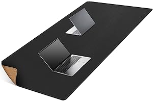 MAIDERN 63”x 31.5” Leather Desk Mat, Large Desk Pad, Reversible Cork & Leather Large Mouse pad for Desk, Waterproof Computer Desk Mat for Gaming Home Office (Black) …