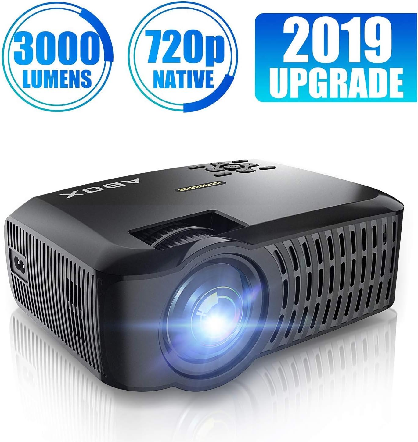 HD Projector, ABOX LED Mini Portable HDMI Projector, 1920 x 1080p Supported, HDMI/VGA/Micro SD/AV/USB, Laptop/TV Box/Phone/PS4 for Home Theater Entertainment