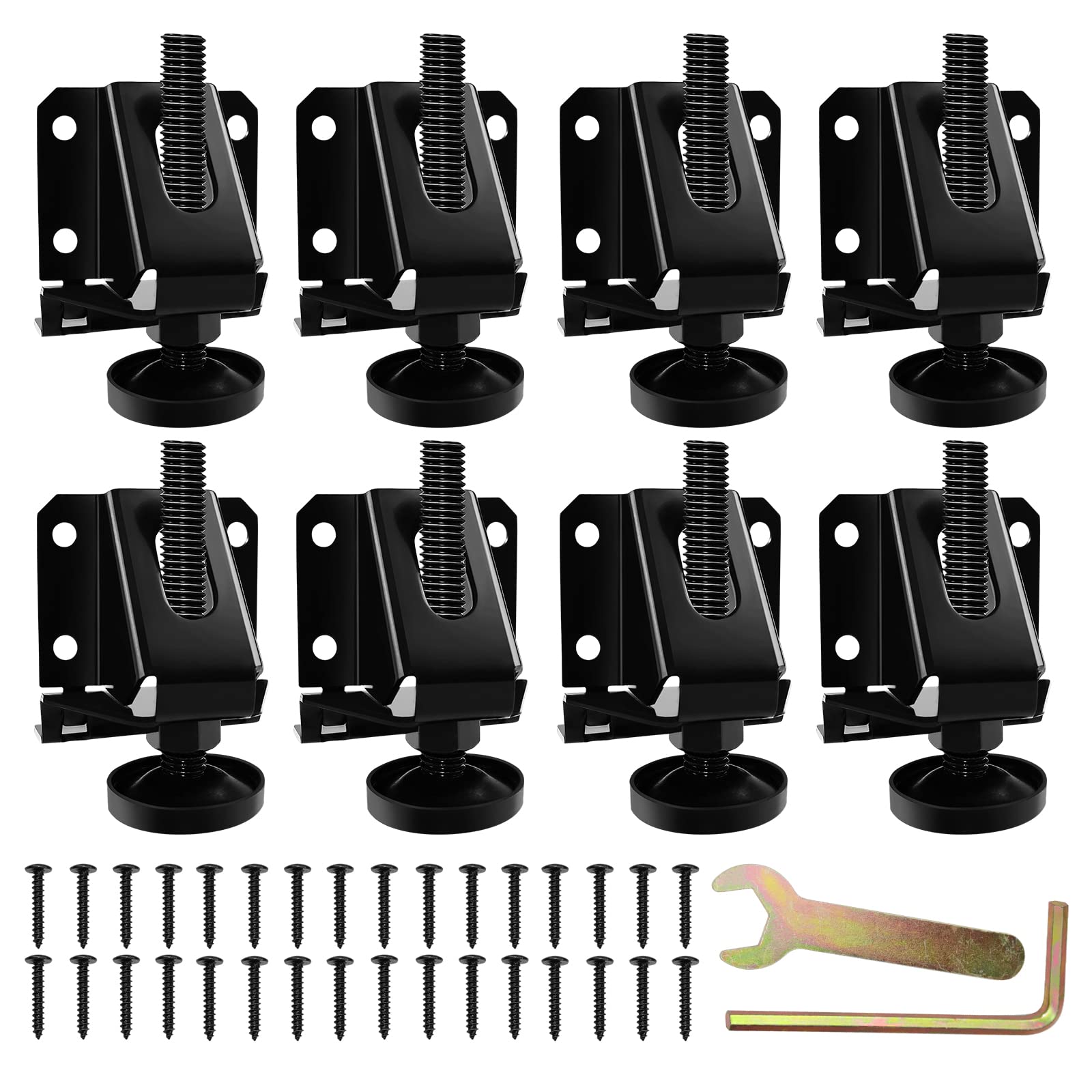 LOSCHEN 8PCS Heavy Duty Adjustable Leveling Feet for Furniture,Hexagon Nuts Lock Furniture Legs Levelers,for Table, Cabinets, Workbench,Shelving Units and More