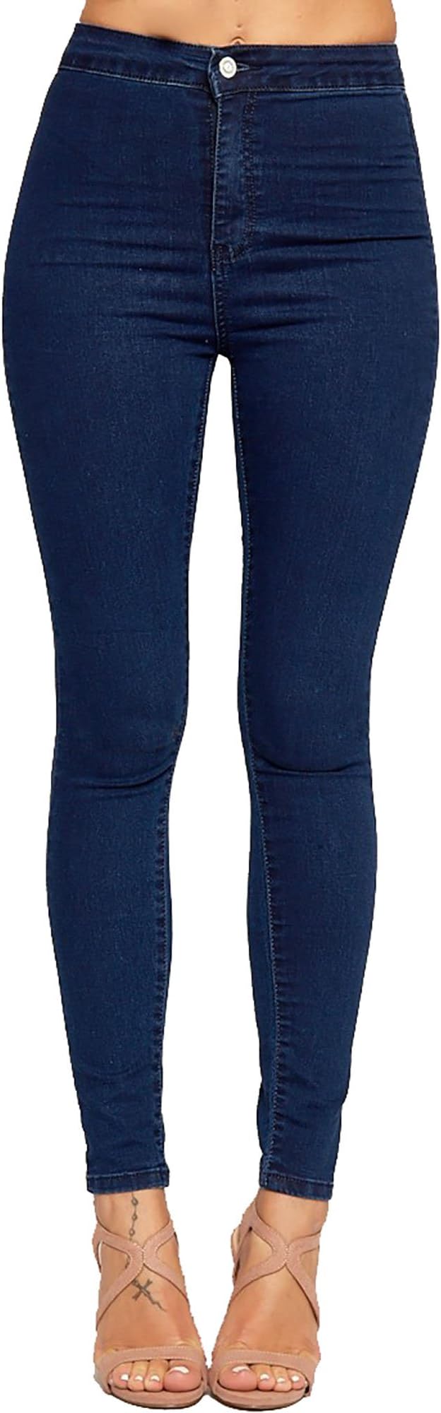 EnviousFashion New Womens Plus Size High Waisted Skinny Fit Stretch Jeans Jeggings (14, Oxford Navy)