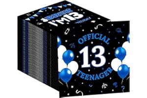 80 Pcs 13th Birthday Napkins 13 x 13 inch 13th Birthday Decorations for Boys Girls, Official 13 Teenager Napkins for 13 Years