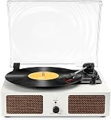 Udreamer Vinyl Record Player Wireless Turntable 3 Speeds Built in Speakers White