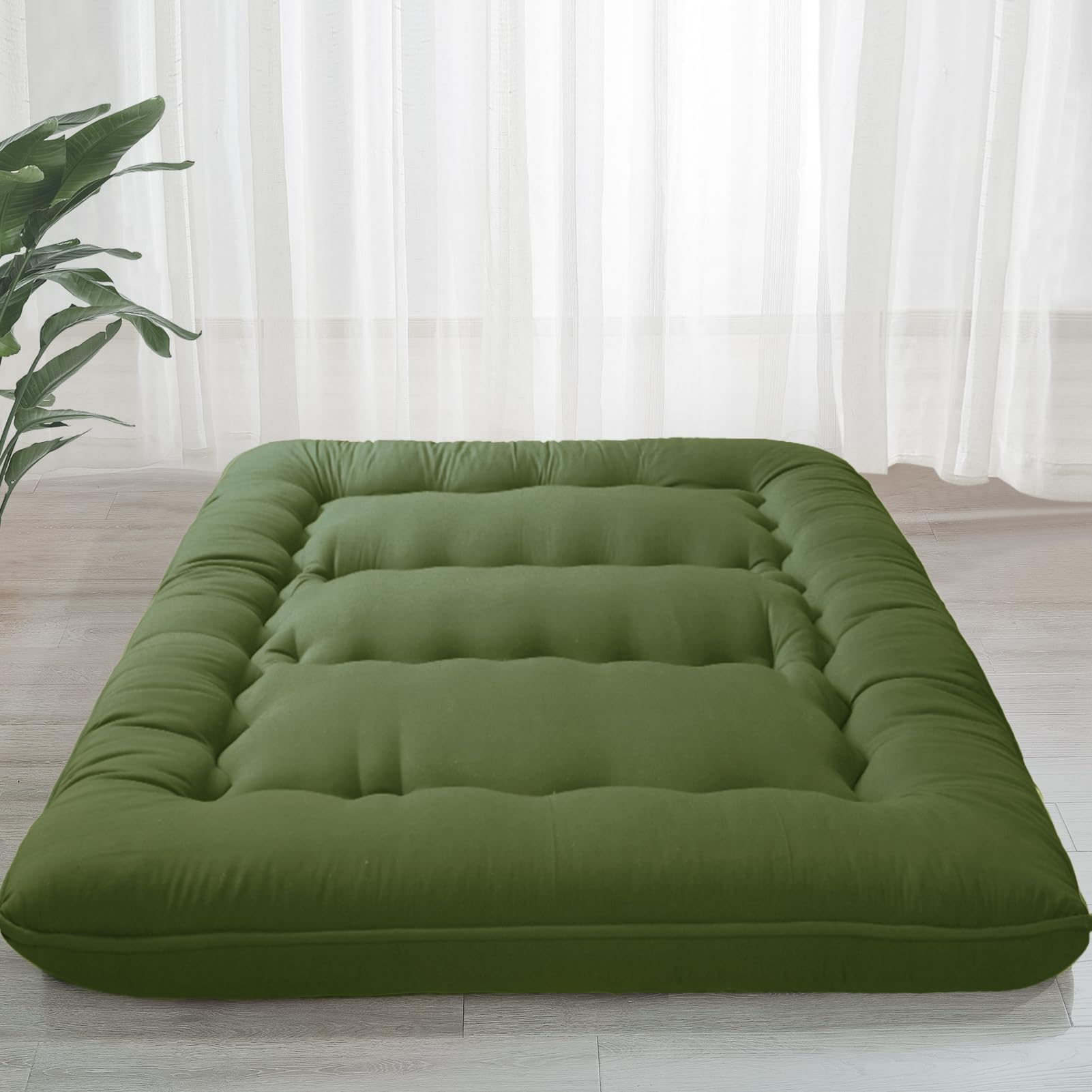 Photo 1 of  **DIRTY FROM TRANSPORT **MAXYOYO 6" Extra Thick Japanese Floor Mattress Futon Mattress, Foldable Tatami Pad for Adults, Roll Up Floor Bed for Guest Room Bedroom RV, Green, Full