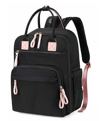 LORADI 18 Pockets Large Diaper Bag Backpack with 4 Insulated Pockets and Stroller Clips, Baby Shower Essentials (Black, Large)