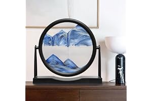 BringLED Dynamic 3D Moving Sand Art with Easy-Flip Stand - Liquid Motion Sandscapes - Quicksand (Flow Sand) Painting - Relaxing Desktop Decor for Home and Office (10" - Blue Sand)