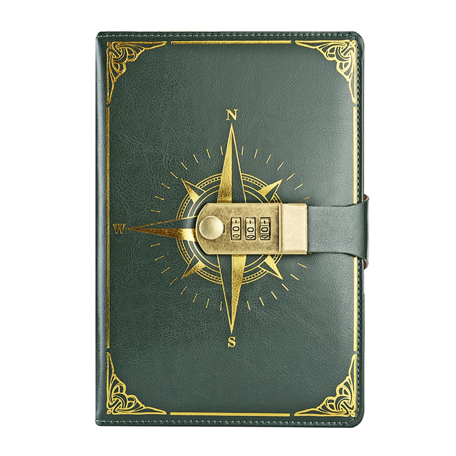 LinYesh PU Leather Journal with Code Lock, Retro Nautical Pattern Notebook, A5 Secret Password Notepad Diary Journal Travel Diary Organiser with Combination Lock, Personal Code Lock