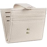 BOSTANTEN Slim Wallet for Women Small RFID Blocking Credit Card Holder Leather Bifold Wallets with Zipper Coin Pocket Beige