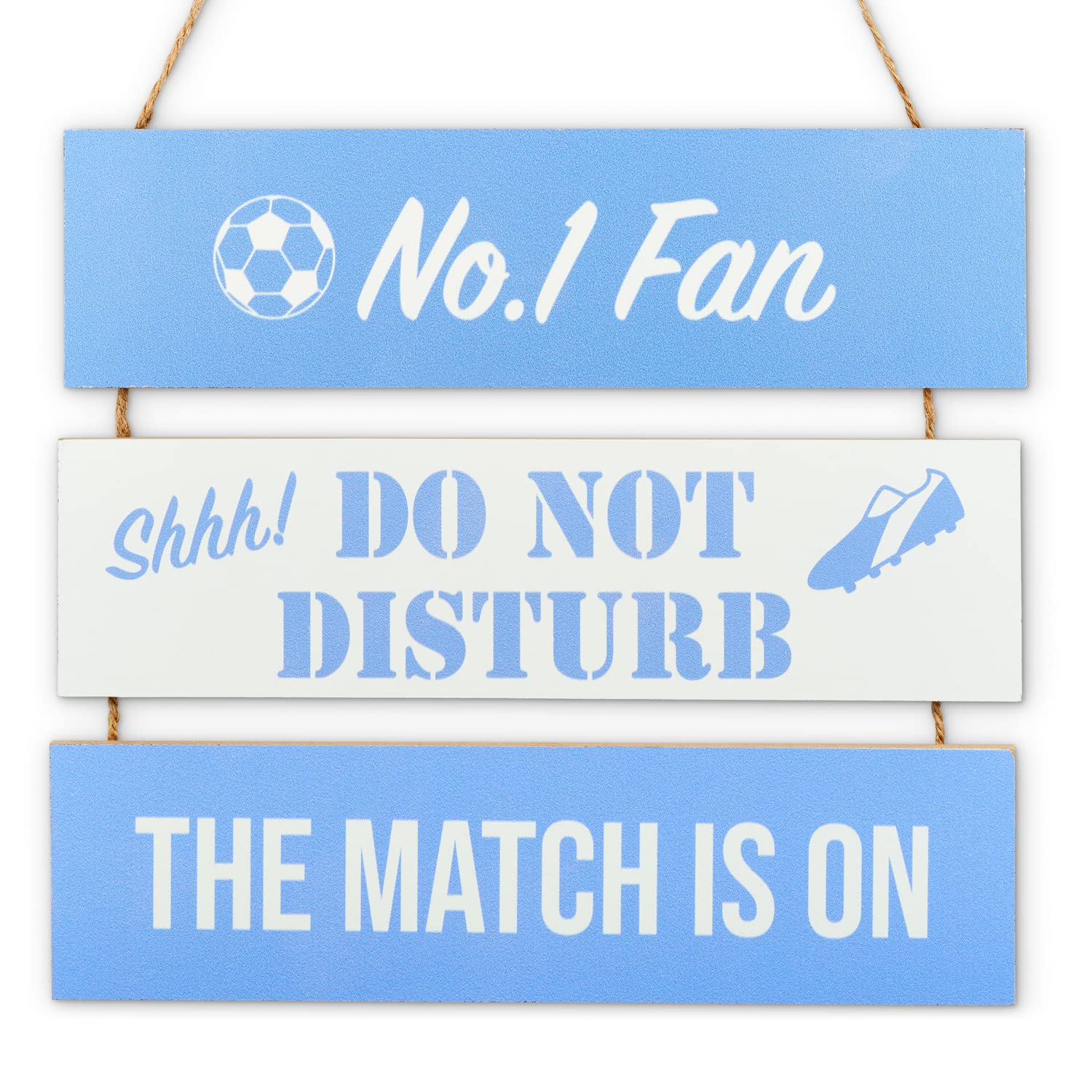 Sass Party & Gifts Football Fan Hanging Sign - Great Gift For Football Fans - Man Cave Sign Gift - Multiple Team Colours Available (Sky Blue/White)