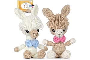 MOREJMTT Crochet kit for Beginners，Knitting kit，Equipped with Step-by-Step Video tutorials, Adult Junior Crochet Kits,Crochet Animals kit(2pack Alpaca)