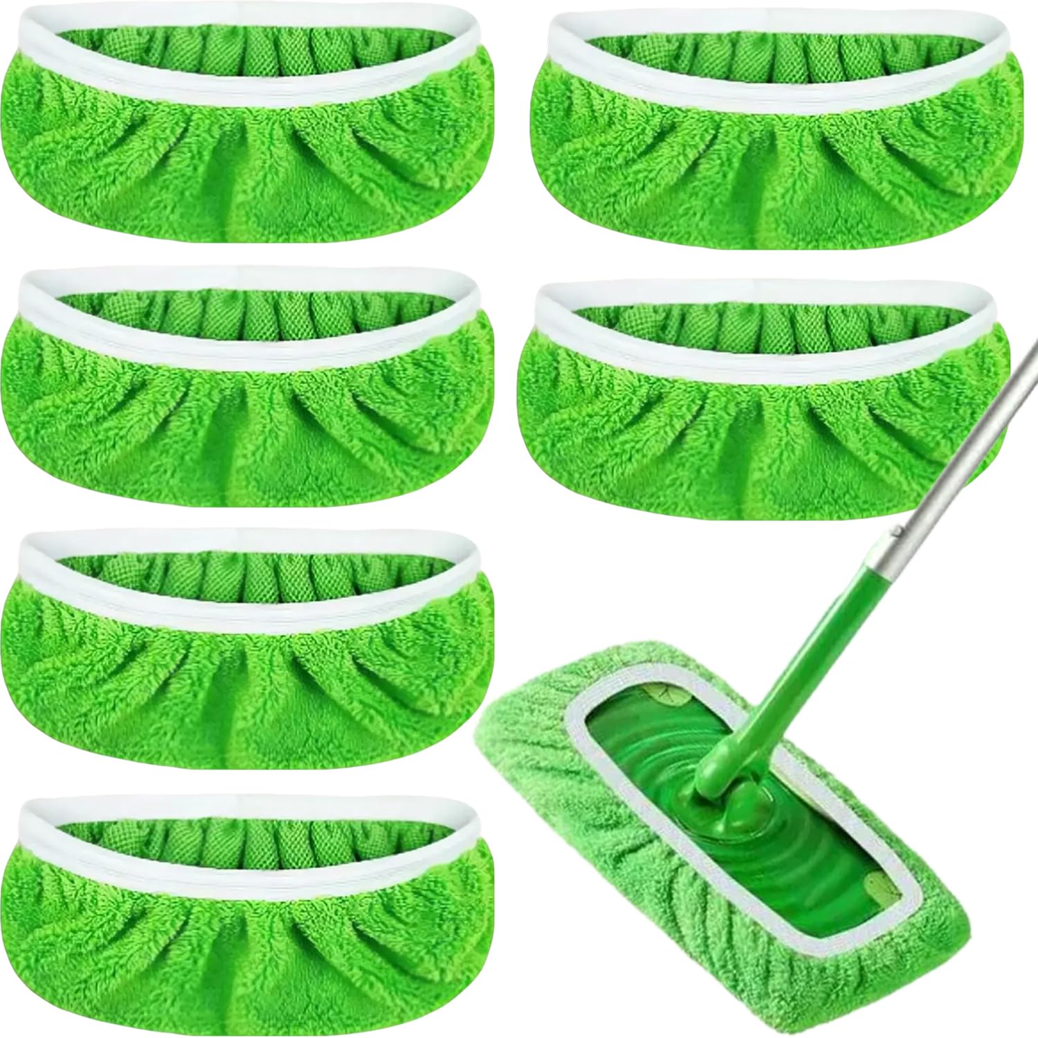 Photo 1 of 6-Pack Reusable Coral Fleece Mop Pads Washable Wet Mopping Cloths and Dry Sweeping Cloths for Swiffer Sweeper – Washable Wet & Dry Microfiber Pads for Surface/Hardwood Floor Cleaning, Tile & More.