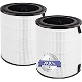 Popurure LV-H133 Replacement Filter Compatible with LEVOIT LV-H133 Air Purifier, 3-in-1 True Filters and Activated Carbon Filt-er Set, Part Number LV-H133-RF, 2 Pack