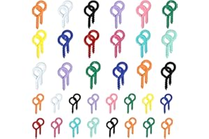 Honbay 600PCS Colorful Screw Eye Pins Mini Eyepins Hooks Tiny Metal Screw Eye Hooks Ornaments Hooks Eyelets Screw Threaded Clasps Hooks Threads Eye Screws for Jewelry Making DIY Art Craft Projects