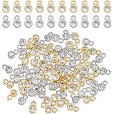 SUPERFINDINGS 80Pcs 2 Colors Bulk Cubic Zirconia Charms Brass Flat Round Pendants Rhinestone Crystal Platium Charms Golden Earring Bracelet Necklace Supplies for DIY Craft Jewelry Making