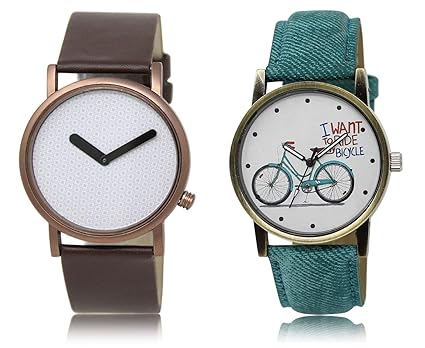 Shocknshop Designer Analogue White Dial Mens & Womens Couple Watch Combo Pack of 2 - (LR36_229)