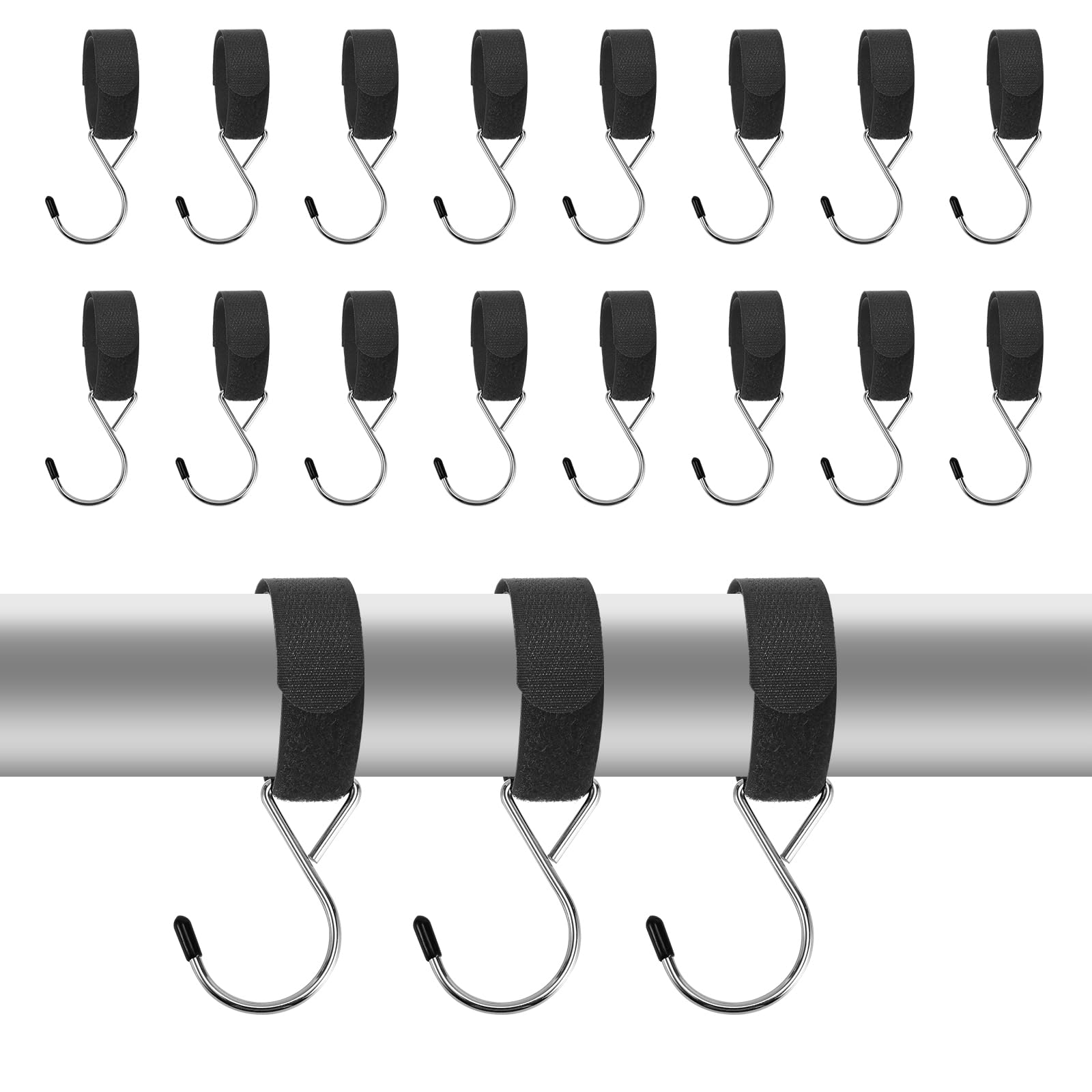 PEUTIER 16pcs Ice Fishing Shelter Coat Hooks, Heavy Duty Ice Shack Hooks Ice Shanty Hanger Hanging Storage for Ice Fishing Camping Tent Outdoor Hunting Blinds Accessories, Black