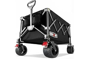 Overmont Ultra-Compact Collapsible Wagon Cart - 200L Portable Folding Wagon with All-Terrain Wheels, Utility Foldable Wagon f