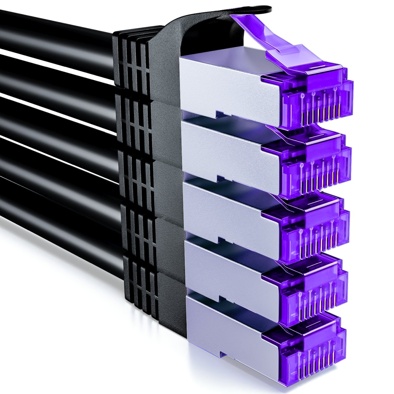 deleyCON 5x 1m (3.28 ft.) CAT7 Network Cable - 10 Gigabit - RJ45 Patch & Ethernet Cable (Copper, SFTP PiMF Shielding) - for High-Speed LAN DSL Switch Modem Router Patch Panel CAT7 CAT6 - Black