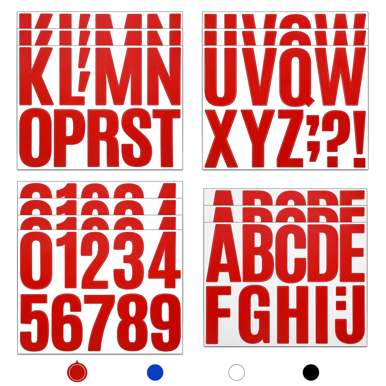 13 Sheets Alphabet Stickers Large 4 Inch Sticky Waterproof Address Sign Vinyl Letter Number Stickers Labels for DIY Crafts Mailbox Notebook Truck Outside Signs (Red)