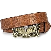 XuoAz Western Cowboy Belts for Men Women - Longhorn Bull Decoration Pu Leather Cowgirl-Country-Belt for Jeans Pants