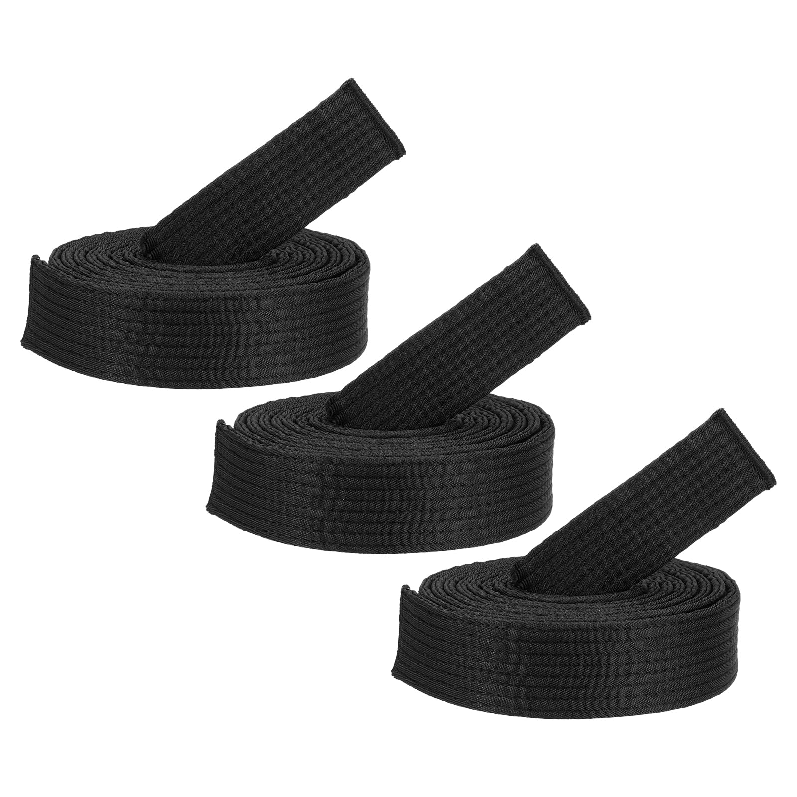 PATIKIL Taekwondo Colored Ranking Belts, 3 Pack 1.6" x9.2FT Polyester Martial Arts Colored Ranking Belt for Coach Teaching Practice, Black