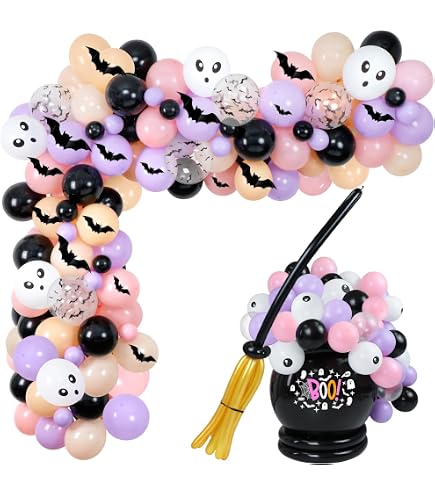 thumbnail image 2 of Halloween Girls 1st Birthday Decorations - First Boo Day Birthday Balloons Garland Arch Kit Pink And Purple For One Year Old Girl - Highchair Banner, Cake Topper Birthday Party Supplies 2 of 14