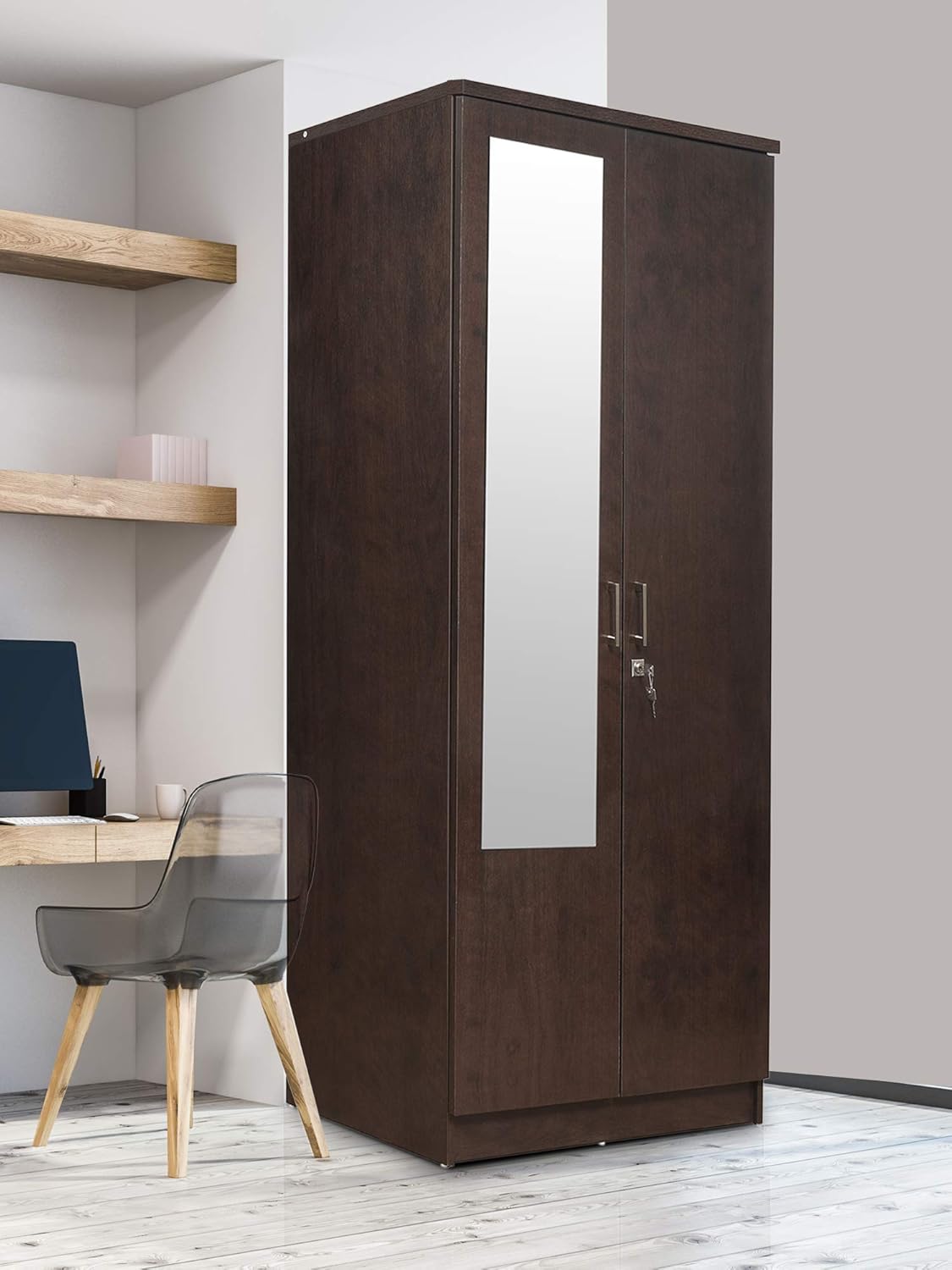 Nilkamal Monarch 2 Door Wardrobe With Mirror Wenge Amazon