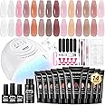 JEWHITENY Poly Extension Gel Kit With 48W LED Nail Lamp 14 Colors Builder Extension Gel All-in-One French Kit Nail Art Design Beginner Kit