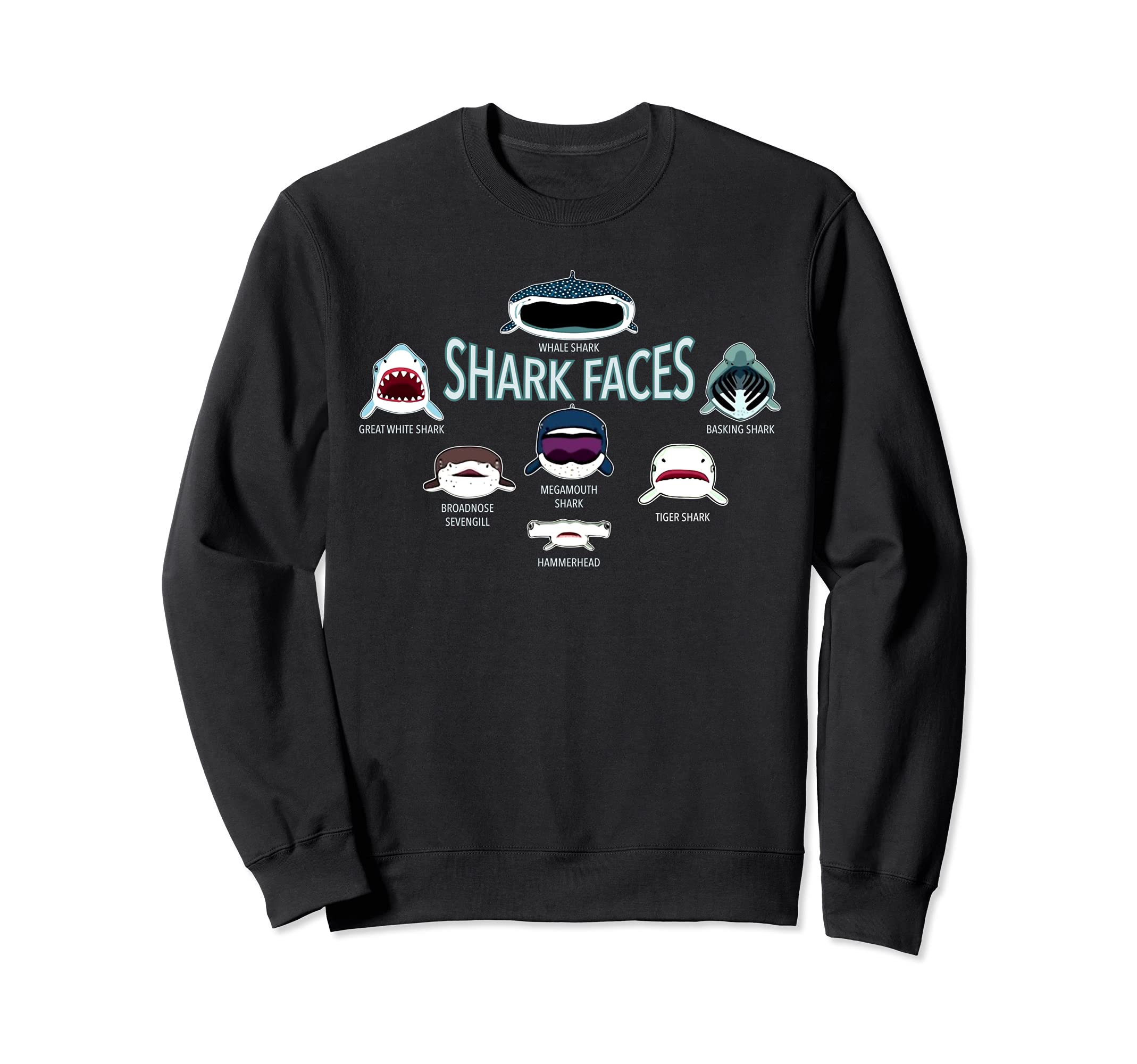 Shark Faces Gifts Funny Types of Sharks Sweatshirt