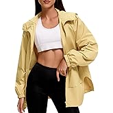 American Trends Women Rain Jacket with Hood Lightweight Rain Coats for Women Trench Waterproof Windbreaker With Back Pockets