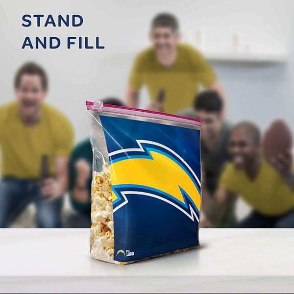 ZIPLOC SLIDER STORAGE GALLON BAG, GREAT FOR GRAB-AND-GO SNACKING, TAILGATING OR HOMEGATING, 20 COUNT- NFL LA CHARGERS