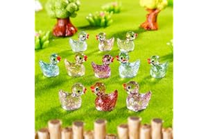 50 Pcs Glitter Mini Resin Ducks, Colorful Tiny Small Ducks Figures to Hide, Little Plastic Animals Bulk for Miniature Landsca