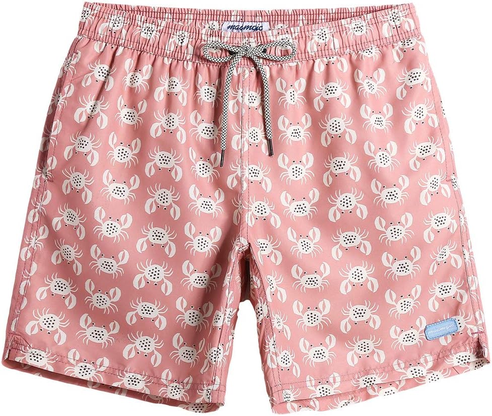 MaaMgic 7" Swim Shorts Mens Quick Dry Swim Trunks with Mesh Lining Teen Funny Print Swimwear Swimsuit
