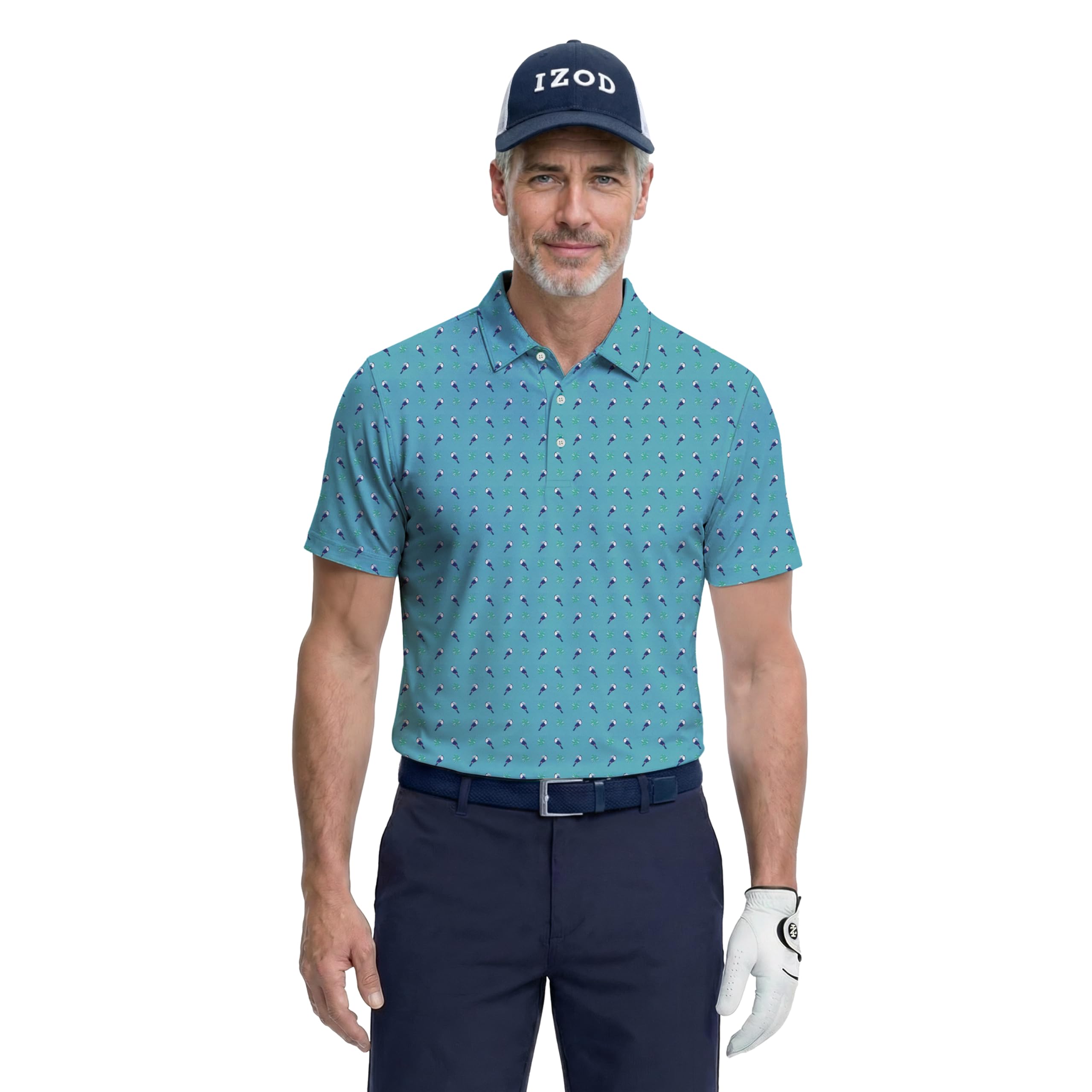 Izod Men's Swingflex Elite Short Sleeve Golf Polo, Teal Chill Parrot, Large Image