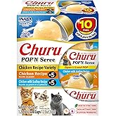 INABA Churu Pop'n Serve Lickable Cat Treats, Chicken Variety, 10ct | Immune support, 90% moisture, 16 calories, Soft jelly, Easy-serve cup, Grain-free, 10 x 1.2 oz cups