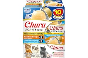 INABA Churu Pop'N Serve Jelly Cat Treat with Vitamin E & Taurine, 1.2 Ounce Cup, 10 Cups, Chicken Variety